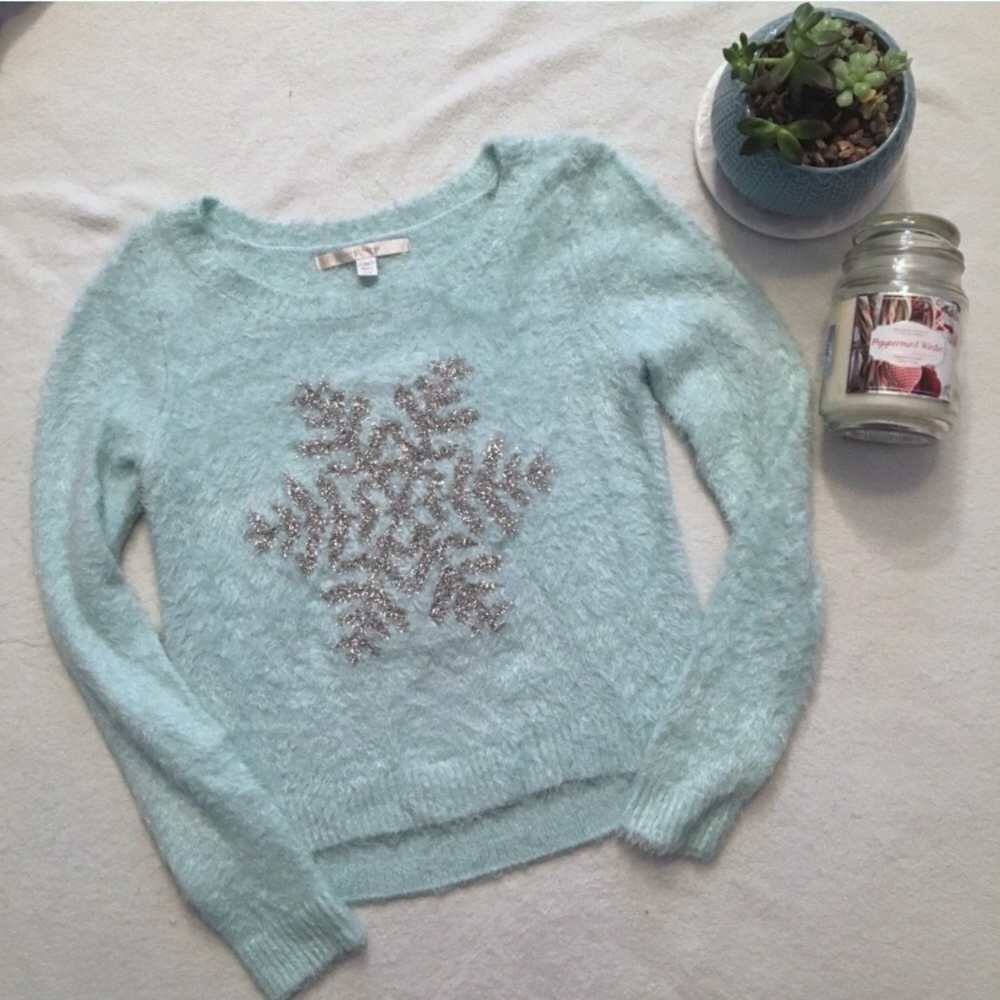 Lauren Conrad Fuzzy Snowflake Sweater